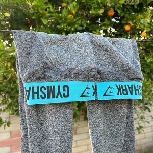 Grey Gymshark leggings with blue waistband size Small!